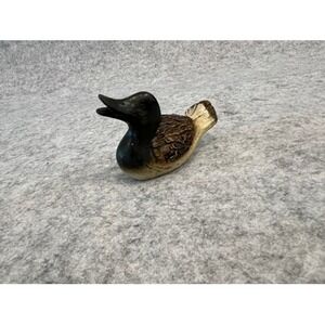 Faux Wood Miniature Mallard Duck Figurine 2.5" tall